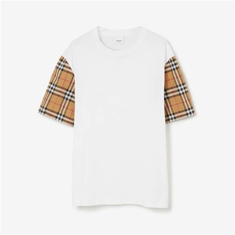 burberry brit check shoulder tee|Check Sleeve Cotton T.